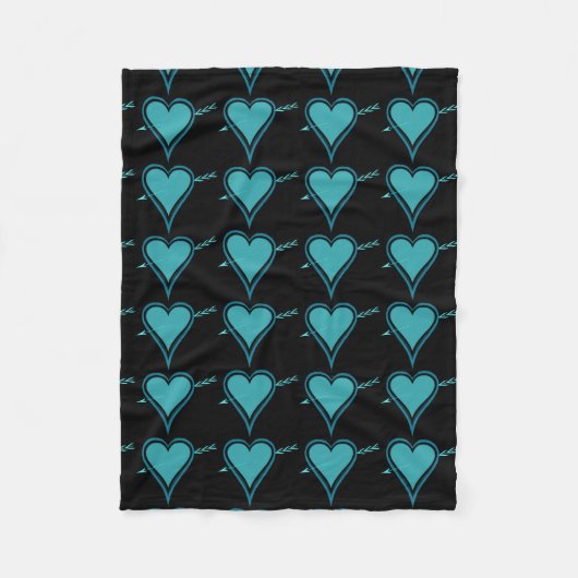 Hart en Pijl-Navy-Blauwgroen Fleece Deken (Voorkant)
