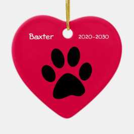 Hart en Poot Hond Memorial Kerst Ornament