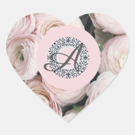 HART EN ROZE ROZEN, Sticker, Glanzend, Groot, Hart Sticker