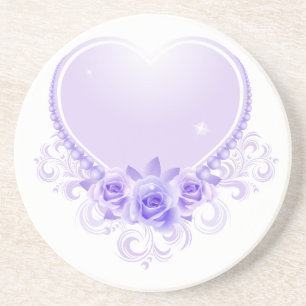 hart en Rozen lavendel Zandsteen Onderzetter