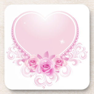 Hart en Rozen Roze Bier Onderzetter