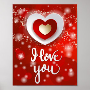 Hart en sterren in rood poster