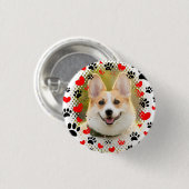 Hart- en voetafdrukken Dog Lijst Ronde Button 3,2 Cm (Voorkant /achterkant)