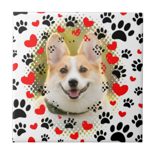 Hart- en voetafdrukken Dog Lijst Tegeltje