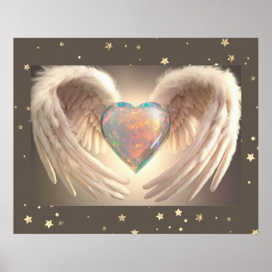 *~* Hart Engel Vleugels alle vier de kanten Poster (Voorkant)