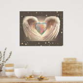 *~* Hart Engel Vleugels alle vier de kanten Poster (Keuken)