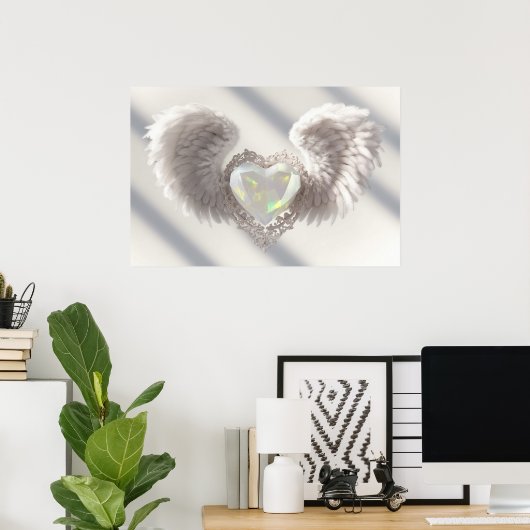 *~*~ Hart Engel Vleugels AP78 Opal Crystal Poster (Thuiskantoor)