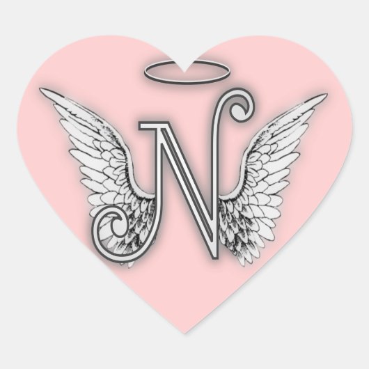 Hart Engel Vleugels Monogram Sticker (Voorkant)