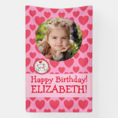 Hart Fairy Roze Meisjes Foto Verjaardag Party Bann Spandoek (Verticaal)