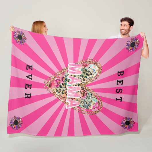 Hart Floral mam aanpassen Fleece Deken (In situ)