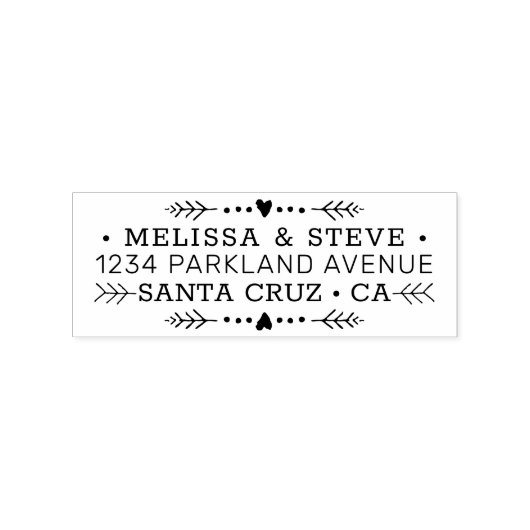 Hart Flourish Wedding Return-adres Rubberstempel (Afrduk)