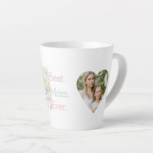 Hart Foto & Bloemen Ontwerp - Perfect Moederdag Latte Mok (Rechterhoek)