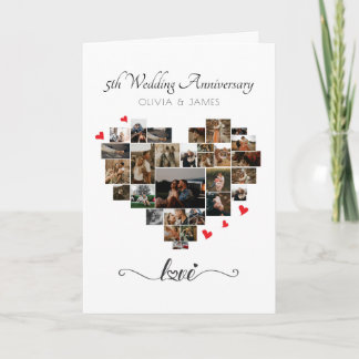 Hart Foto Collage Bruiloft Jubileum Kaart