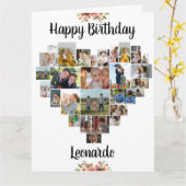 Hart Foto Collage Persoonlijk Manuscript Dag Kaart (Gele Bloem)