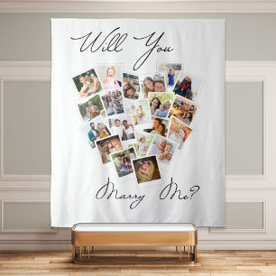 Hart Foto Collage Wil Je Met Me Trouwen Schrift Wandkleed