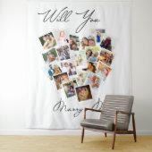 Hart Foto Collage Wil Je Met Me Trouwen Script Wandkleed (In situ)