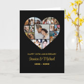 Hart Foto Collage Zwart Bruiloft Jubileum Kaart (Gele Bloem)