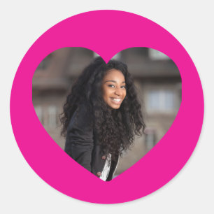 Hart Foto Heet Roze Ronde Sticker