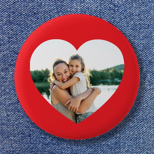 Hart Foto Rood Ronde Button 5,7 Cm