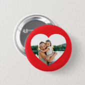 Hart Foto Rood Ronde Button 5,7 Cm (Voorkant /achterkant)