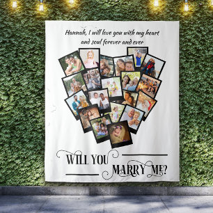 Hart Fotocollage Love You Trouw Aan Me Achtergrond Wandkleed