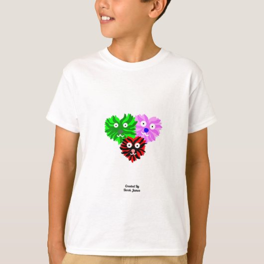 Hart Fuzzies Jongens Wit Basic T Shirt (Voorkant)