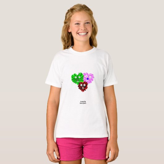 Hart Fuzzies Meisjes Wit Basic T Shirt (Voorkant volledig)