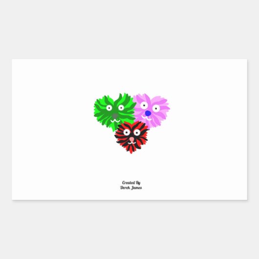 Hart Fuzzies Rechthoek Sticker (Voorkant)