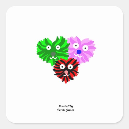 Hart Fuzzies Vierkante Sticker (Voorkant)