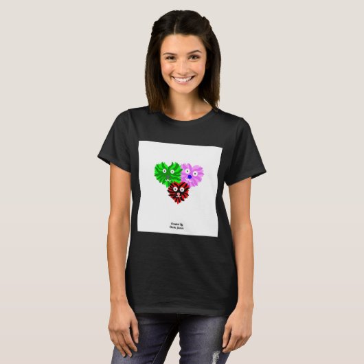 Hart Fuzzies Vrouwen Zwart Basic T Shirt (Voorkant volledig)