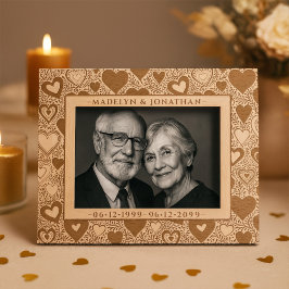 Hart & gebladerte Valentijnsdag bruiloft Jubileum Gegraveerde Lijstjes