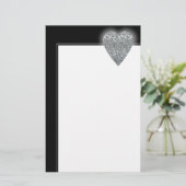 Hart. Gedrukt lichtgrijs en middelgrijs patroon. Briefpapier (Staand voorkant)