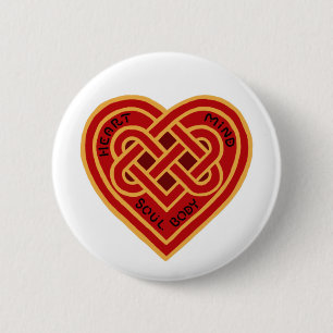 Hart Geest Ziel Lichaam Keltische Knoop Ronde Button 5,7 Cm