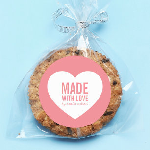 Hart Gemaakt met Liefde Bewerkbare Kleur Ronde Sticker