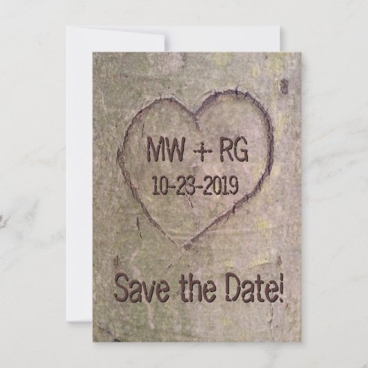 Hart gesneden in boom, Sla de datum op Save The Date (Voorkant)