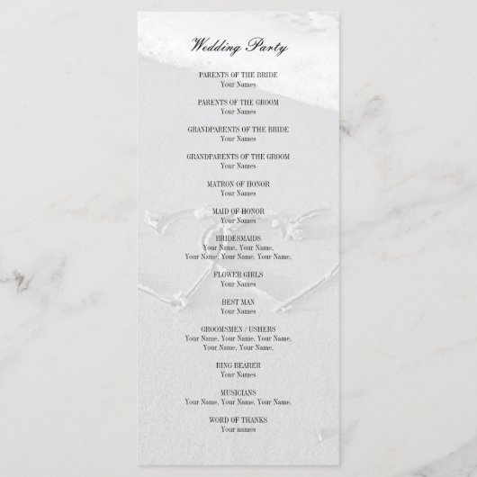 Hart getekend in strand zand huwelijksceremonie pr programma (Achterkant)