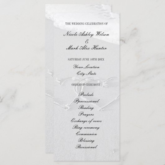 Hart getekend in strand zand huwelijksceremonie pr programma (Voorkant / Achterkant)