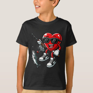 Hart Gevist Valentijnsdag Peuter Kinder Mannen Vis T-shirt