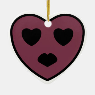 Hart Gezicht Pruilen Keramisch Ornament