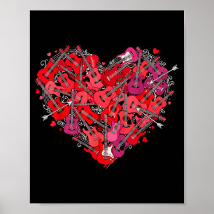 Hart Gitaar Liefde Valentijnsdag Gitarist Speler Poster
