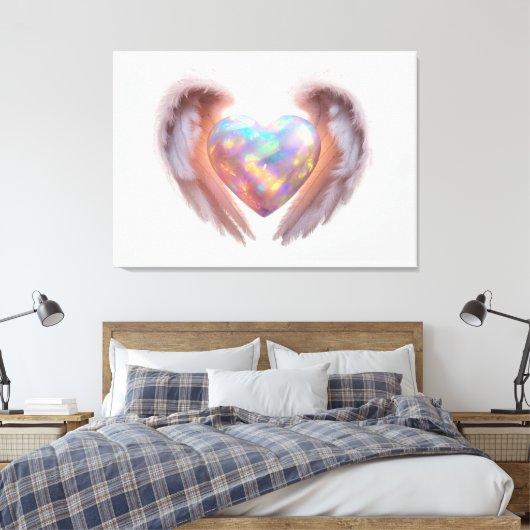 *~* Hart Gloeiende Engel Vleugels AP78 Opal Canvas Afdruk (Insitu (Slaapkamer))