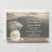 Hart Glowing Metselwerk Pot & Baby's Breath Uitnod Kaart (Voorkant)