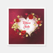 Hart Goud Rode Bloem Moderne Boho Servet (Voorkant)