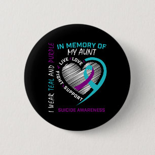 Hart grafisch ter herinnering aan tante zelfmoord ronde button 5,7 cm