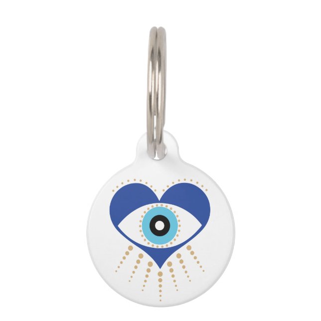 Hart Grieks Evil Eye Huisdierpenning (Voorkant)