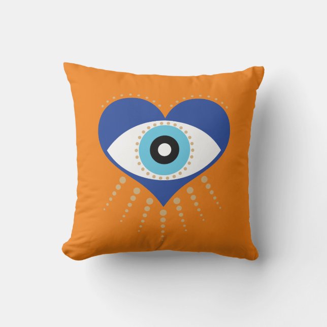 Hart Grieks Evil Eye Kussen (Voorkant)