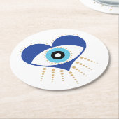 Hart Grieks Evil Eye Ronde Kartonnen Onderzetter (Gebogen)
