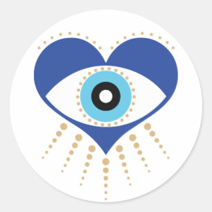 Hart Grieks Evil Eye Ronde Sticker