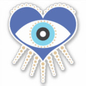 Hart Grieks Evil Eye Sticker (Voorkant)