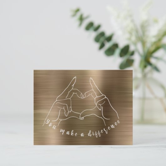 Hart Hand Symbool Je maakt het verschil Briefkaart (Staand voorkant)